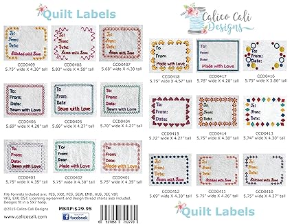 Quilt Label Machine Embroidery Designs : Amazon.in: Home ...