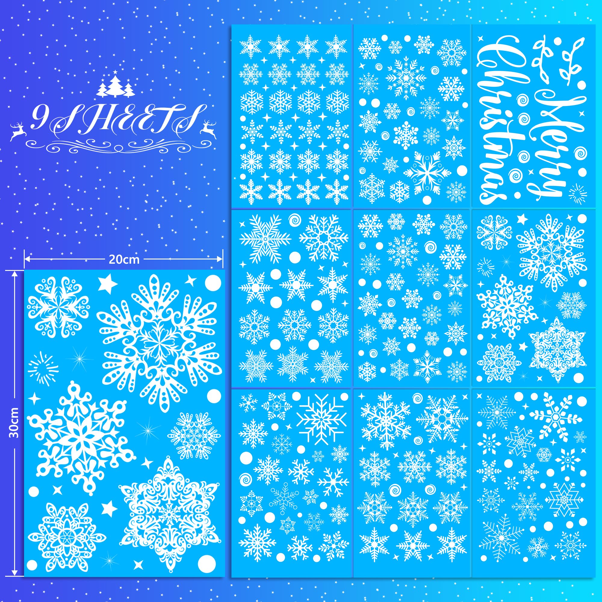 Produktbild von AmazingSpark Weihnachts-Fensteraufkleber – 2 Bögen, Engel 35x50cm, Mit Schneeflocken, Wiederverwendbar, Für Glas & Spiegel