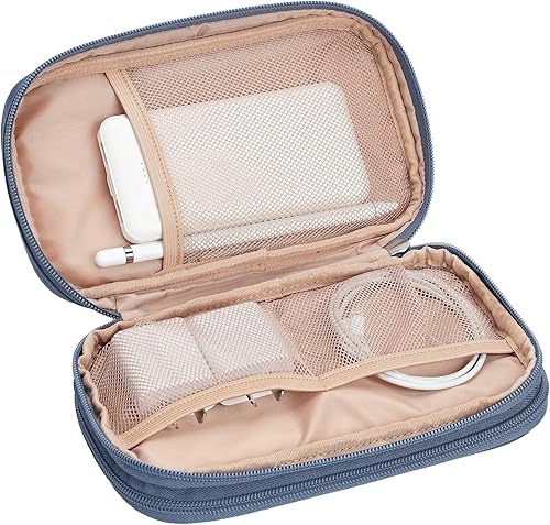 Miniatura 4 de NISHEL Funda organizadora de cables de viaje, bolsa electrónica de doble capa, esenciales para cargador, cable, teléfono, unidad flash, tamaño