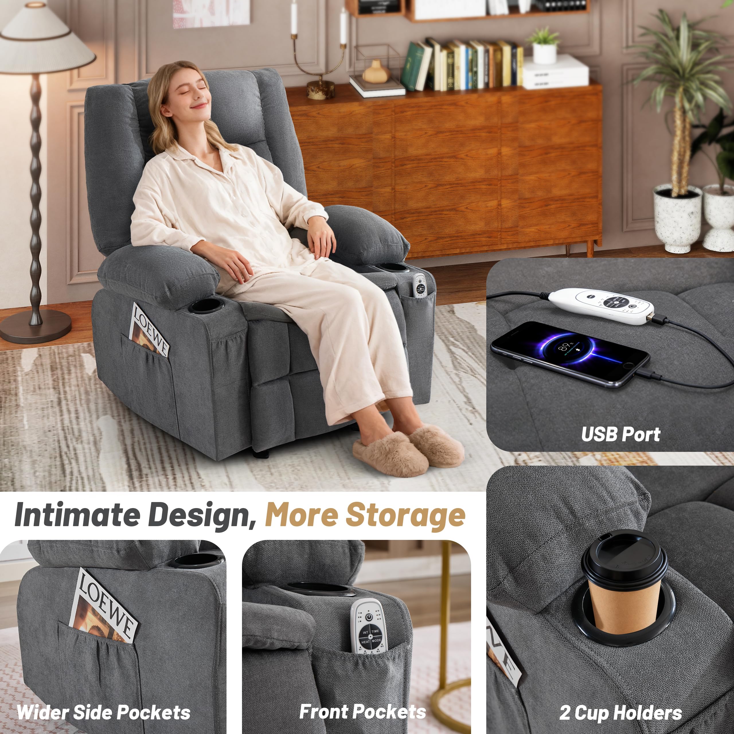 Best Recliner Sofa Chair Picks for 2026 2 BIGGARSIT Rocker Recliner Chair with Massage and Heat, Nursery Rocking Chairs fo — product photo