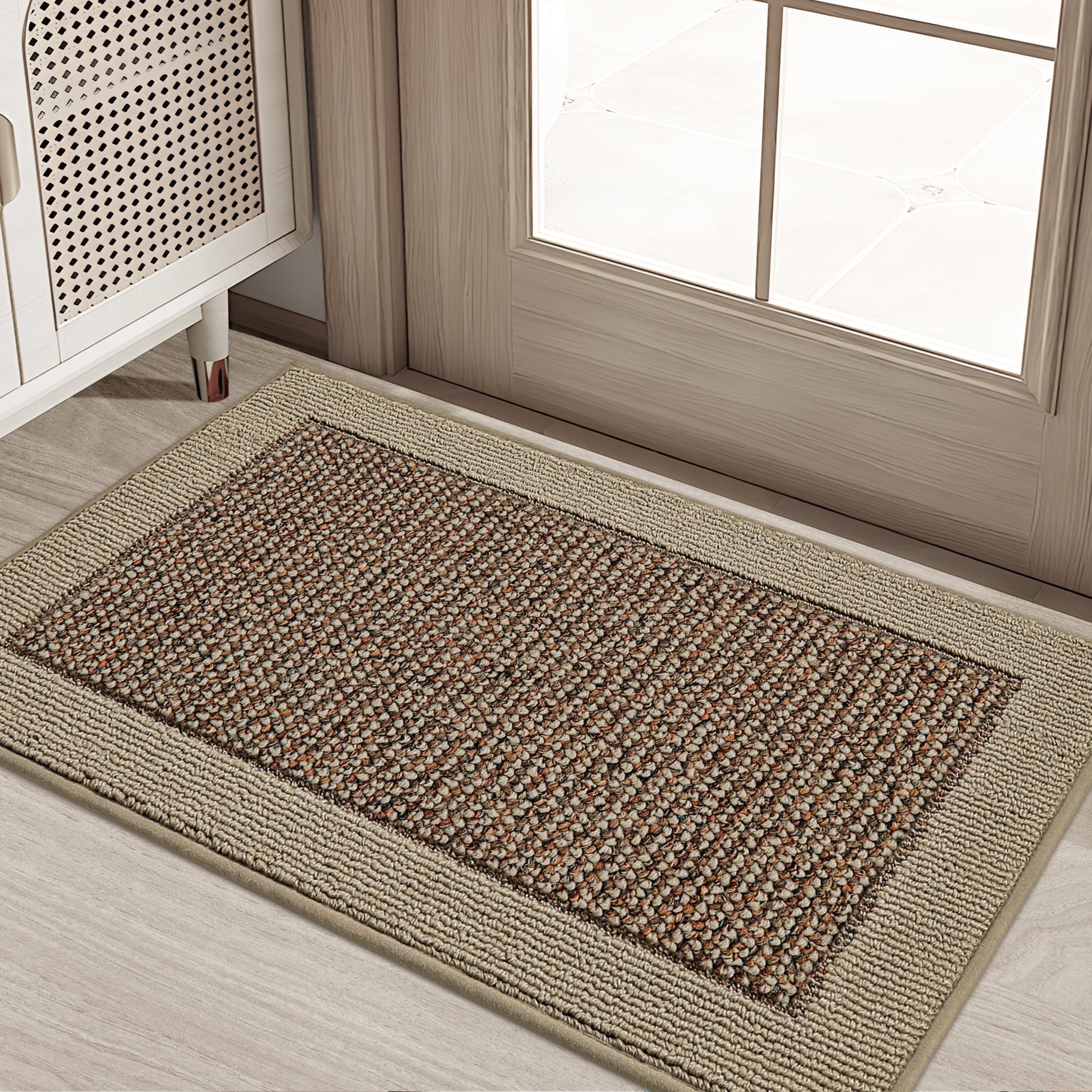 Photo 1 of BEQHAUSE Indoor Door Mat 20" x 32", Dirt Trapper Door Mats Non-Slip Entryway Rugs Washable, Resist Dirt Absorbent Welcome Mat, Low Profile Floor Mats for Front Back Door and Entryway, Taupe