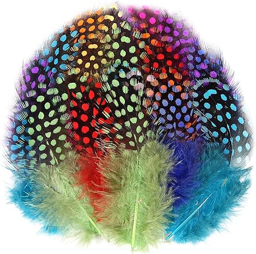 THARAHT 240 plumas naturales pequeñas a granel manchadas de colores mixtos de 2 a 3 pulgadas para costura, manualidades, ropa, joyas, sombreros de