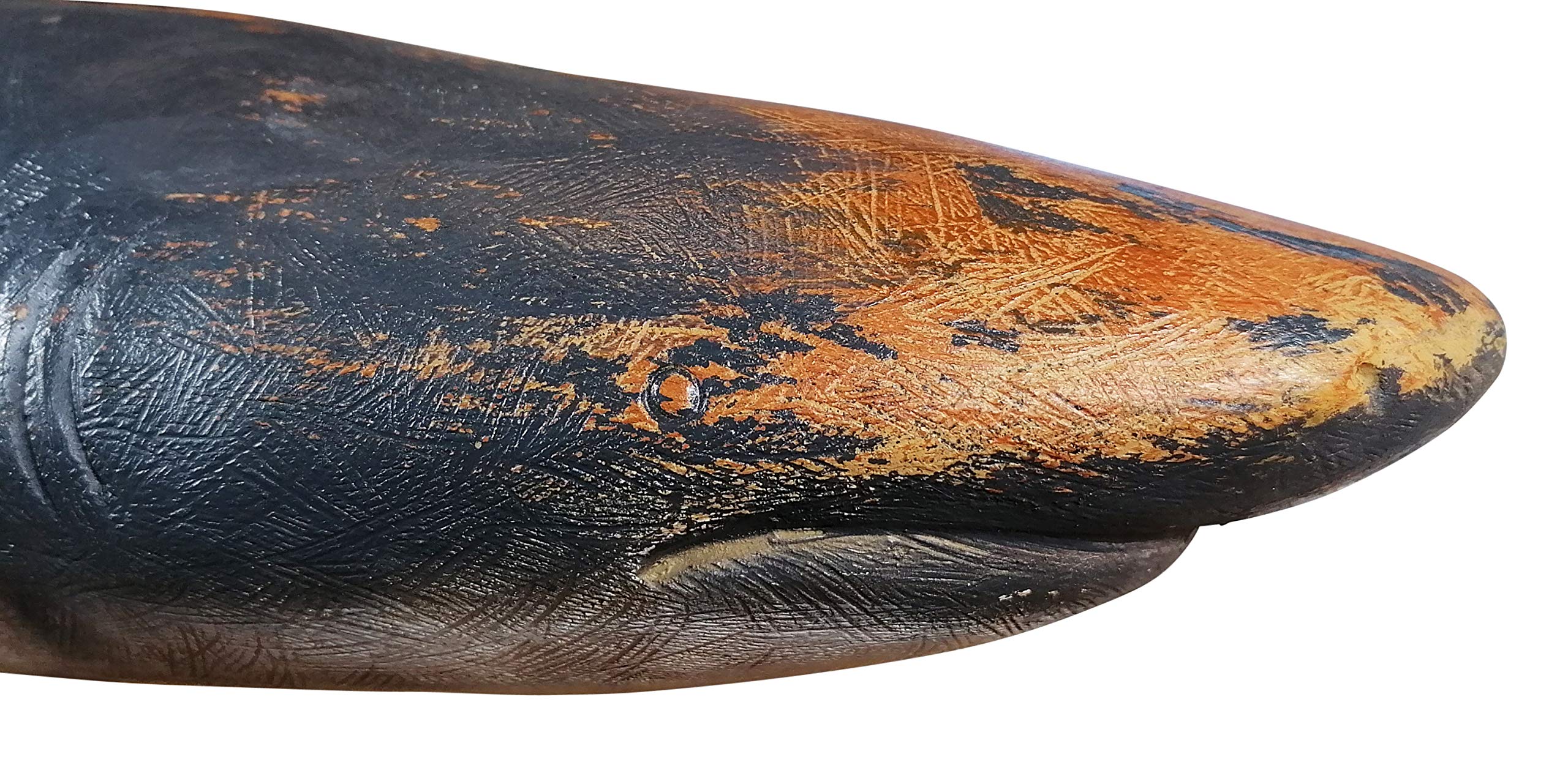 MichaelNoll Hai Haifisch Fisch Dekofigur Statue Skulptur Polyresin Modern - Maritime Deko für Wohnung in Holz-Optik - Dekoration für Wohnzimmer, Schlafzimmer oder Badezimmer - XXL 59x24x38,5 cm