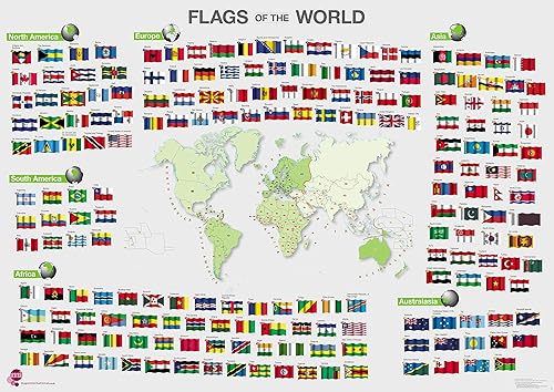 Maps International Póster de Banderas del Mundo - Laminado - 24 x 36
