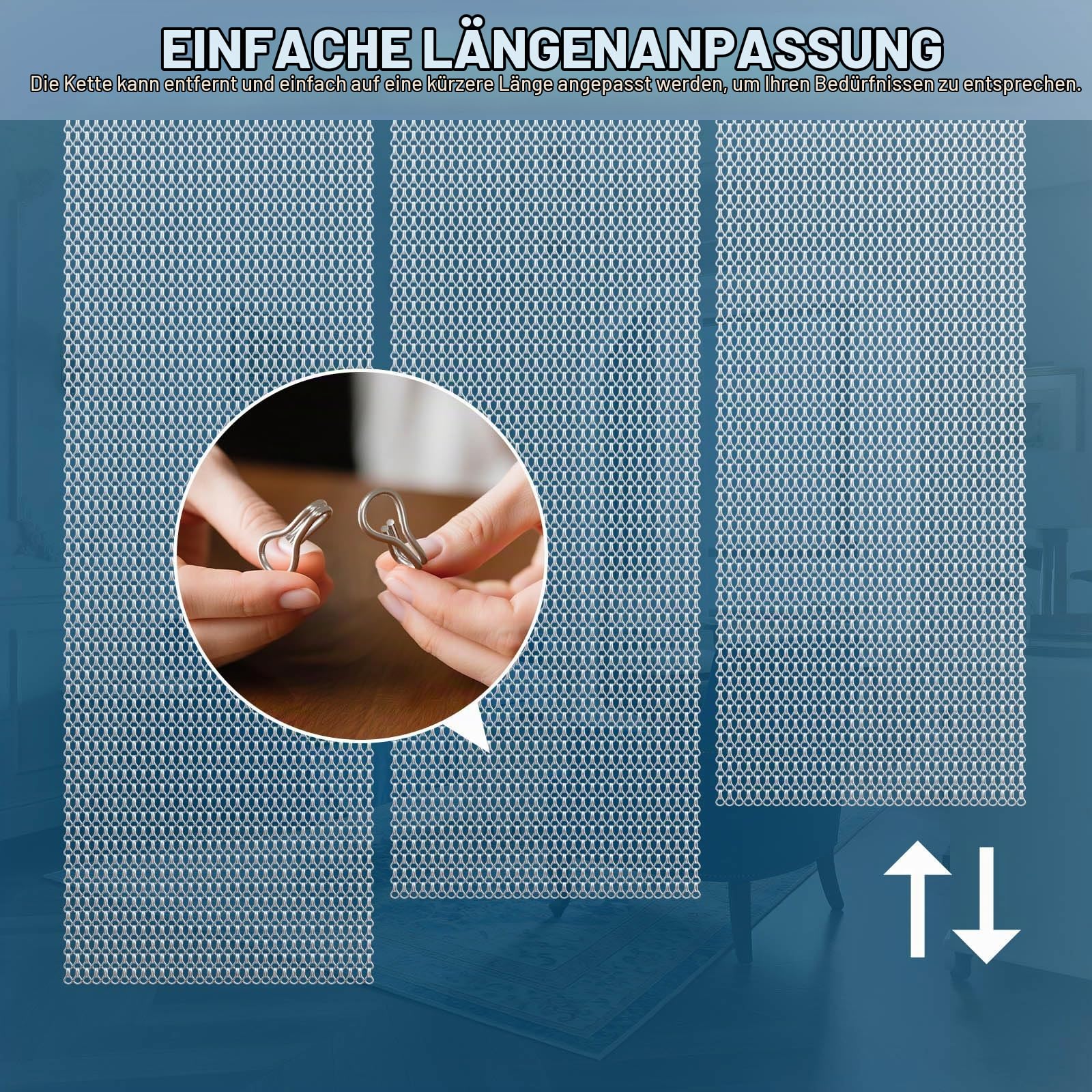 Soontrans Fliegengitter Balkontür 100 x 210cm, Aluminium Fliegenvorhang, Fliegengitter Tür, Insektenschutz Balkontür, Fliegengittertür, Metall Kettenvorhang für hält Insekten, Wespen (Silber)