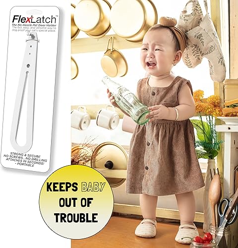 Miniatura 6 de FlexLatch Pestillo para puerta de gato cerradura de puerta a prueba de niños correa de pestillo flexible permite que los gatos entren y mantiene a