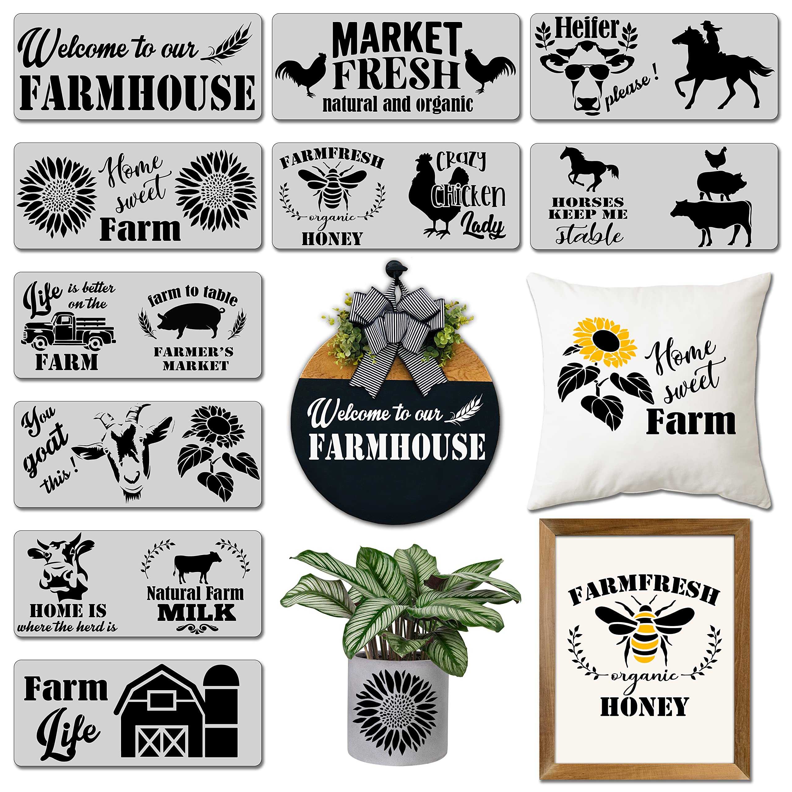 Farmhouse Stencils, Farm Stencils, Stencils for Painting On Wood, Sunflower Stencils, Wood Stencils, Farm Animal Stencils, Funny Stencils, Stencils for Signs, Farmhouse Stencil Sayings