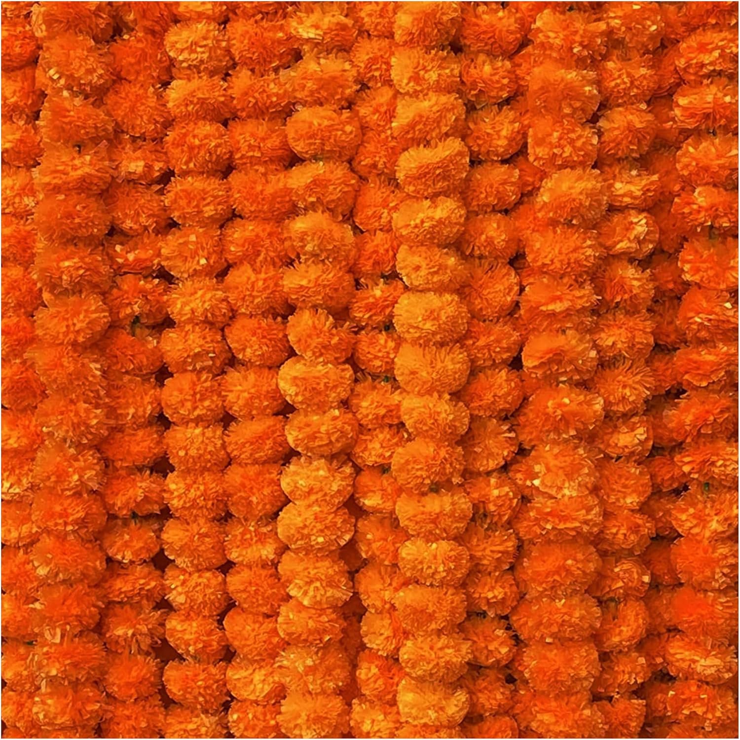 zig zag Artificial Marigold Garland (5pcs Pack) - Ideal for Weddings,Birthday, Christmas Decorations, and Diwali Celebrations, Faux Garlands 5 Strings - 4.5-5 Ft Long (Yellow)