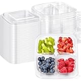 Soelomu 30 Pcs Bento Snack Containers, 4 Compartment Disposable Meal Prep Lunch Box with Lids Plastic Food Storage Containers for Office Work Travel