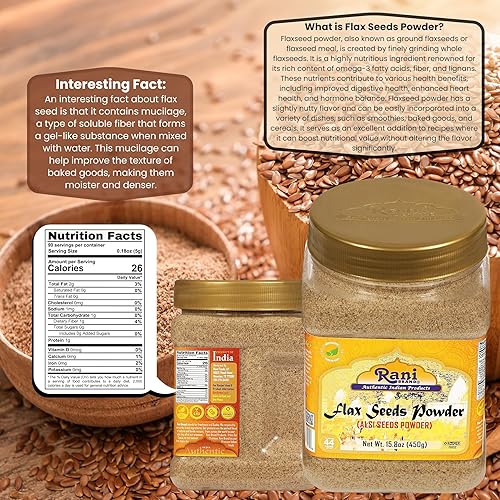 Miniatura 10 de Rani - Semillas de lino en polvo (Alsi, Linum usitatissimum) 2.6oz (75g) tarro de PET  Todo natural  Apto para gluten  Sin OMG  Vegano  Kosher