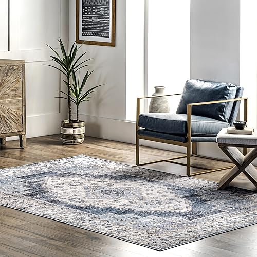 nuLOOM Dania - Alfombra ultrafina lavable a máquina, 9 x 12 pies, color azul marino