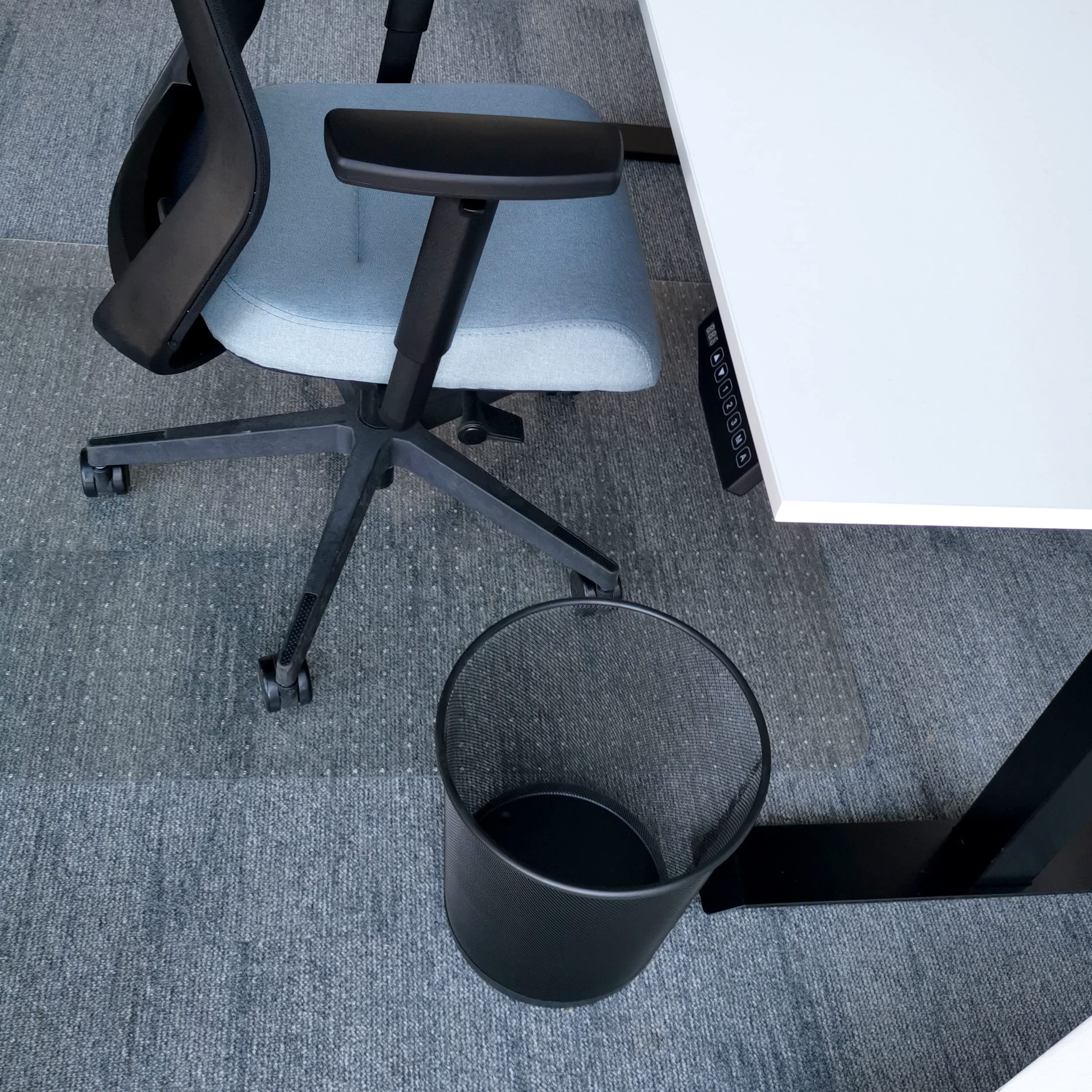 D.RECT Papierkorb Büro 19L - Abfalleimer, Papierkorb aus Drahtgeflecht Mülleimer, Papiereimer - Metall Büroeimer Mesh Runder, XXL Schwarz - 2 Stück