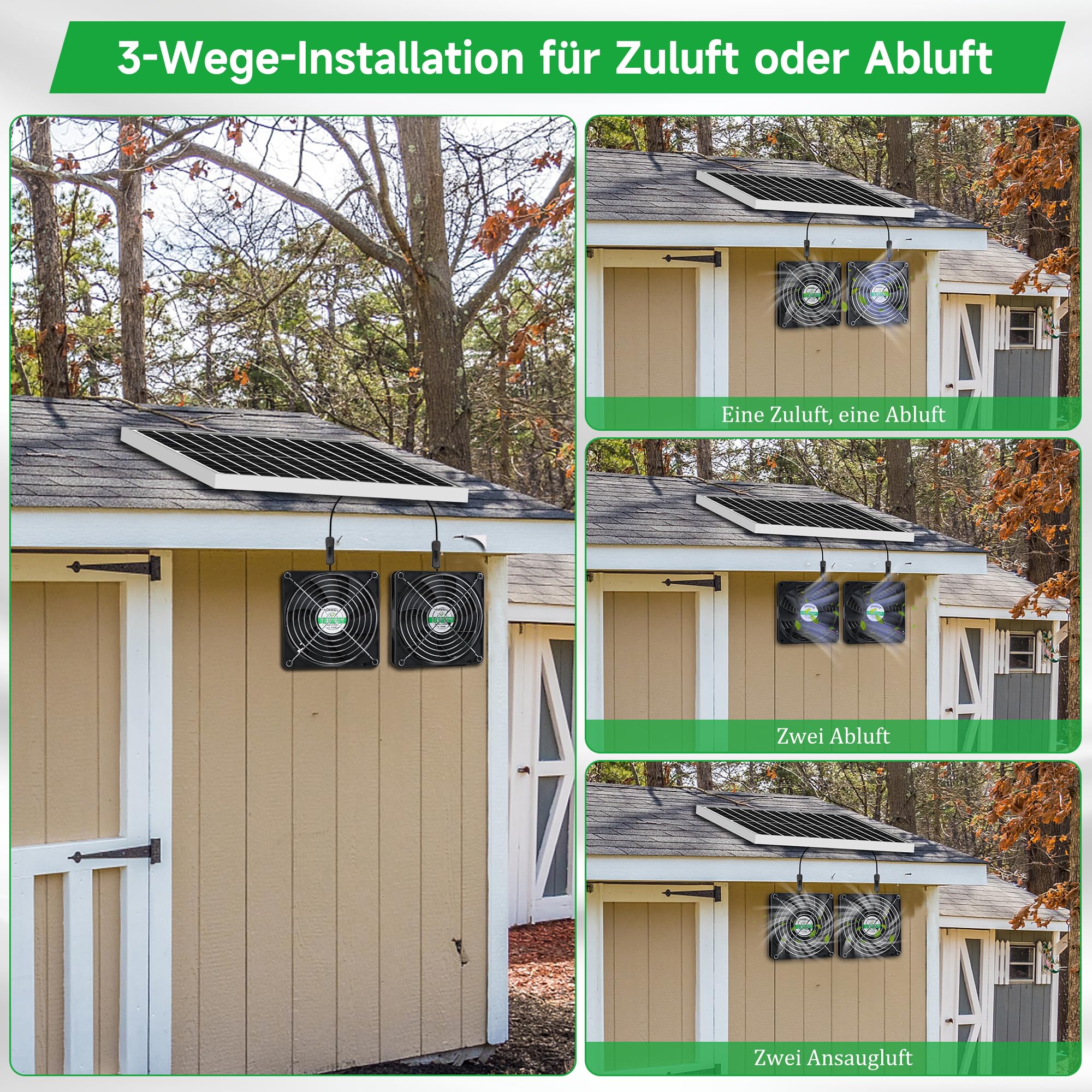 Uitlaatventilator met zonne-energie, ventilator op zonne-energie, 100 W, zonnepaneelset, broeikas, ventilator voor thuis, broeikas, koeling van het kippenhuis voor huisdieren