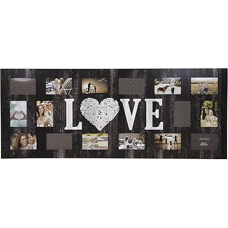GALLERY SOLUTIONS Rustic 16 Opening Distressed Love Collage Frame
