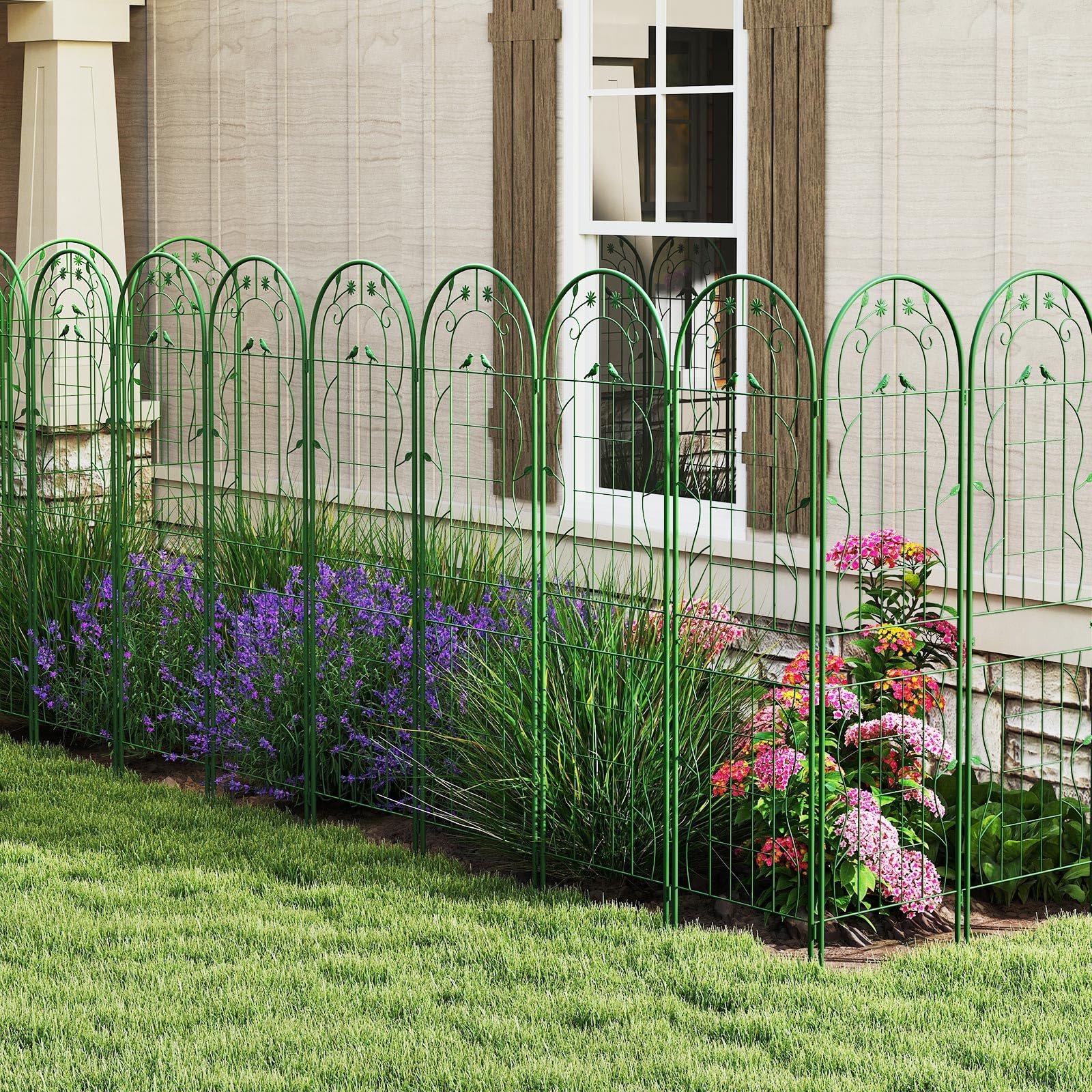 RELAX4LIFE 2/4 Piezas de Enrejados para Plantas Trepadoras, Celosias para Terraza Exterior de Metal con Altura 180/220cm para Pepinos, Rosas, Uvas, Valla Jardin Exterior (Verde,180x50cm; 2 Pcs)