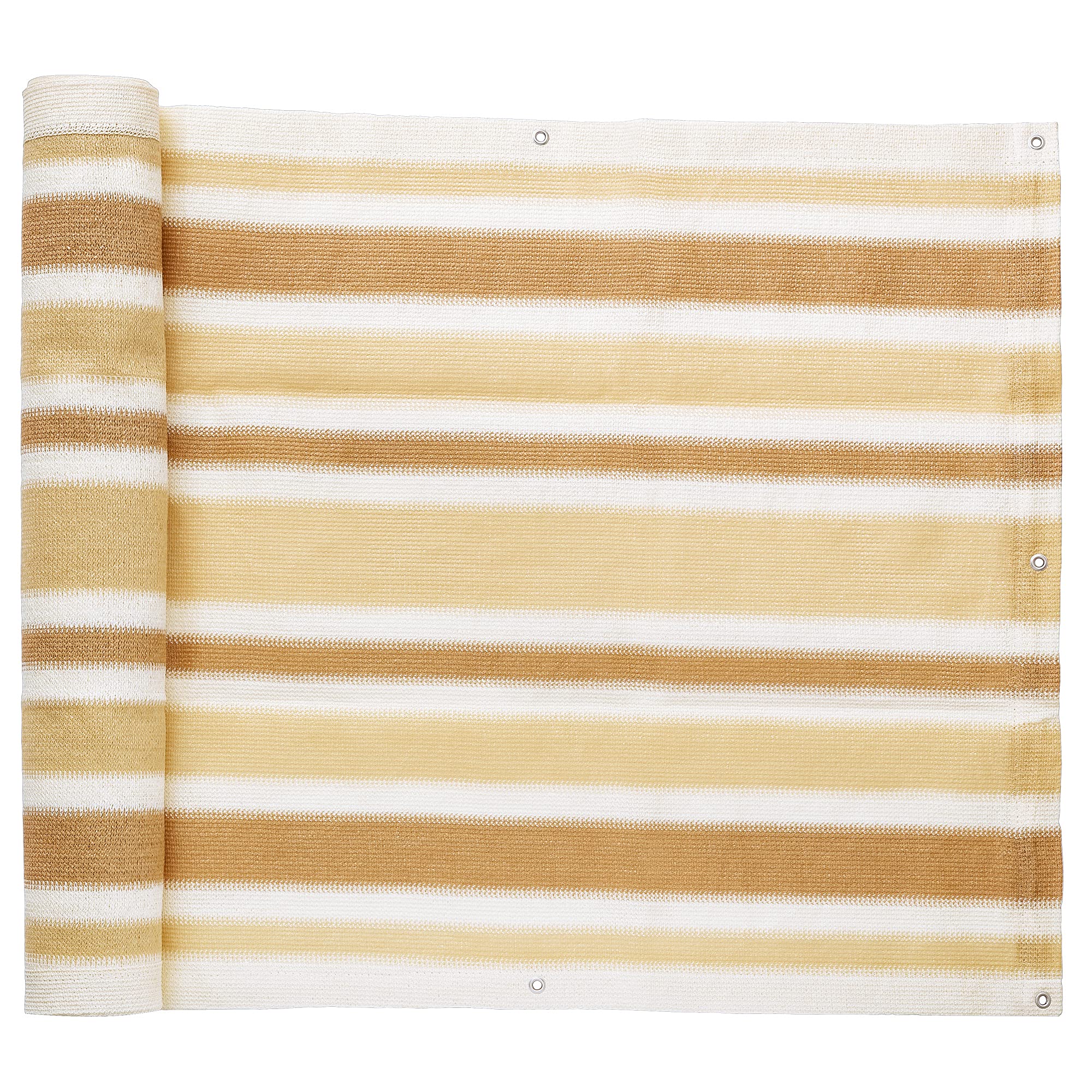 California Net Co. (Quantity 3 Pack) White/Sand/Tan Striped Beach Sun Privacy Screen Net Mesh for Deck, Balcony, Patio, Fence, Canopy - 32” Inches x