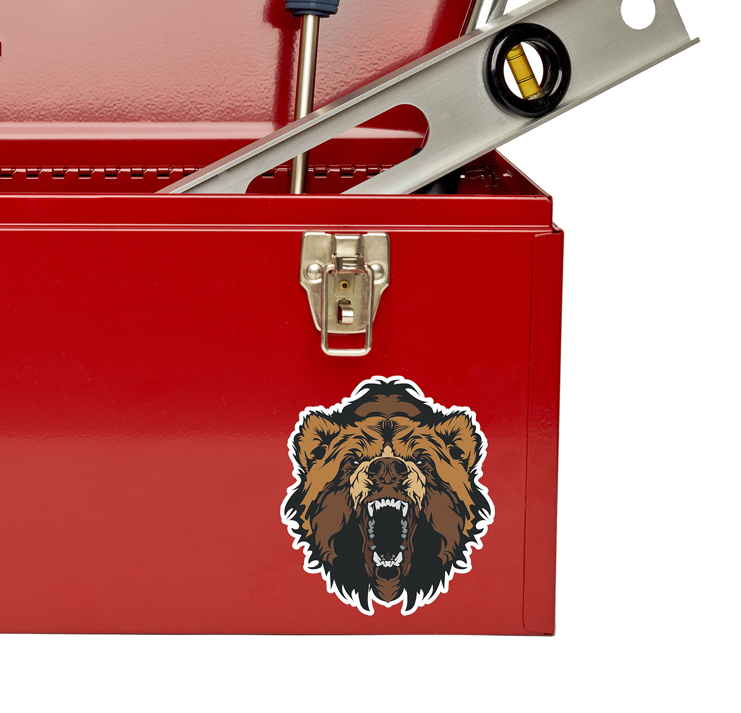2 adesivi in vinile Angry Brown Bear, per bici, computer portatile, casco, auto, moto, #4398 (9 cm di larghezza x 10 cm di altezza