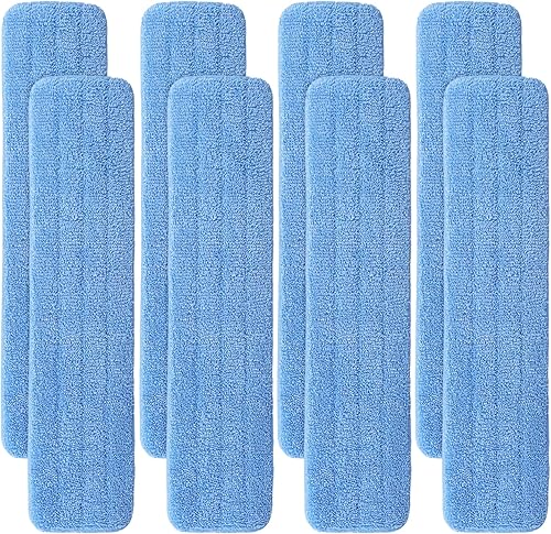Reemplazo de almohadillas de microfibra para cabezal de mopa comercial Rubbermaid de 24 pulgadas - Juego de 8 recambios de limpieza comercial húmeda