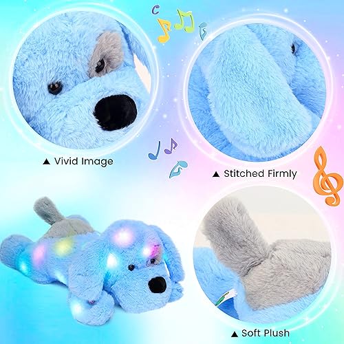 Miniatura 5 de Hopearl Cachorro de peluche con luces LED musicales que cantan, canción de cuna con volumen ajustable, animado, calma, festival de cumpleaños para