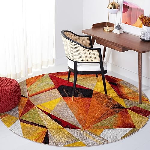 Miniatura 31 de SAFAVIEH Porcello Collection - Alfombra de área de 8 x 10 pies, gris claro y naranja, diseño abstracto moderno, no desprende pelusa y de fácil Gris