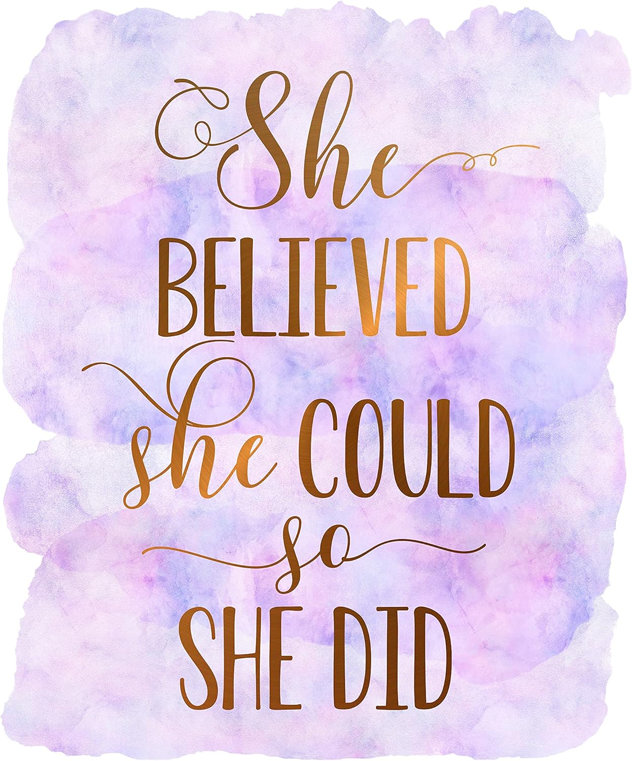 A4 Print Wall Art Posters 'She Believed She Could So She Did' - Nursery Printable, Girls Room and Dorm Decor, Purple (A4 Print Only)