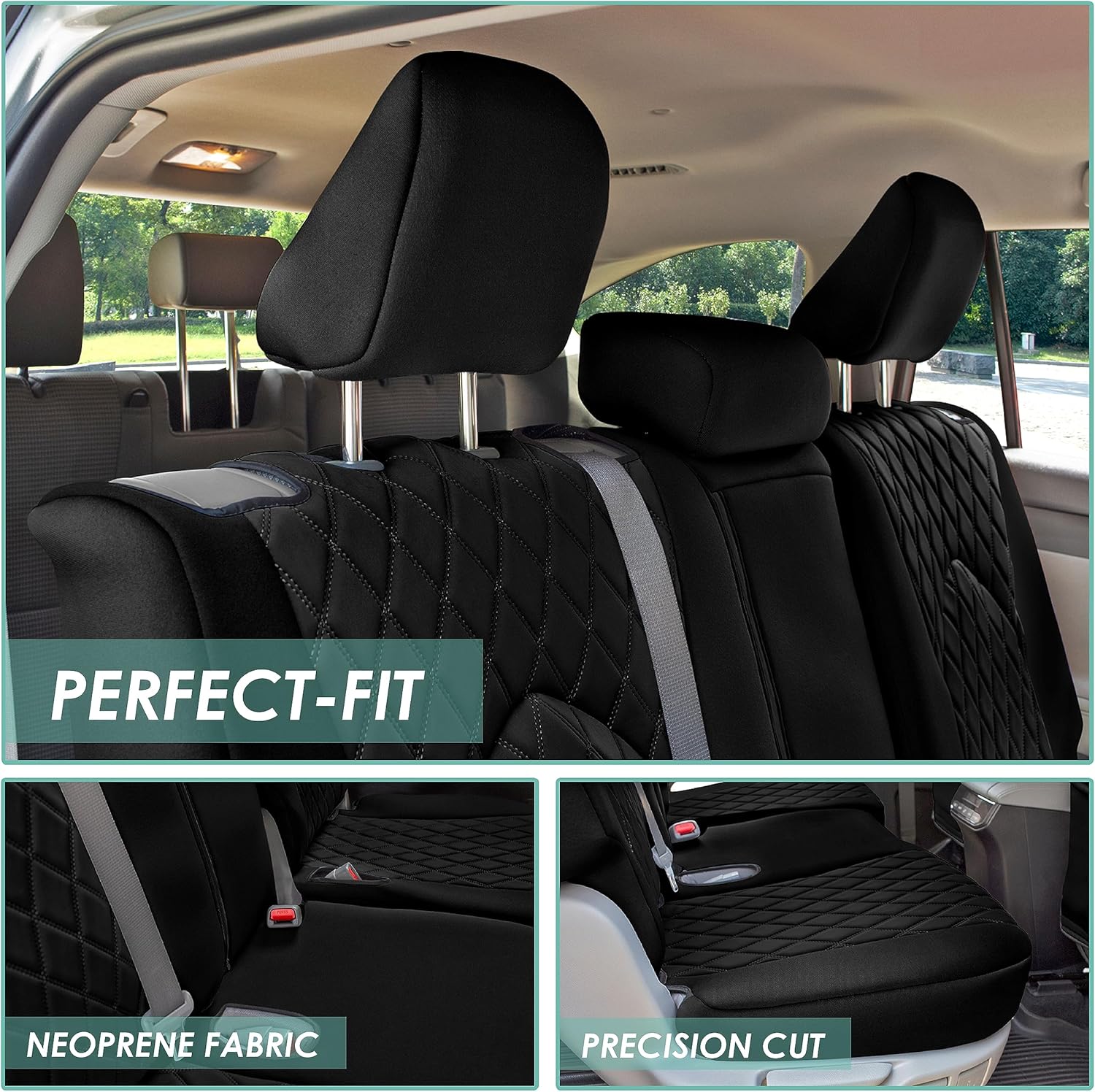 WYLF Custom Fit Seat Covers for 2020-2024 Toyota Highlander, Second Row Split Bench Seat Cover for Toyota Highlander 2020 2021 2022 2023 2024, Black 8 Seater SUV Seat Covers, Toyota Accessories