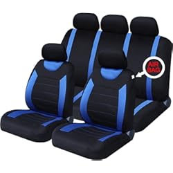 xtremeauto xa5292djw - Juego Completo de Fundas de Asiento de Coche, Incluye Pegatina, Color Azul y Negro