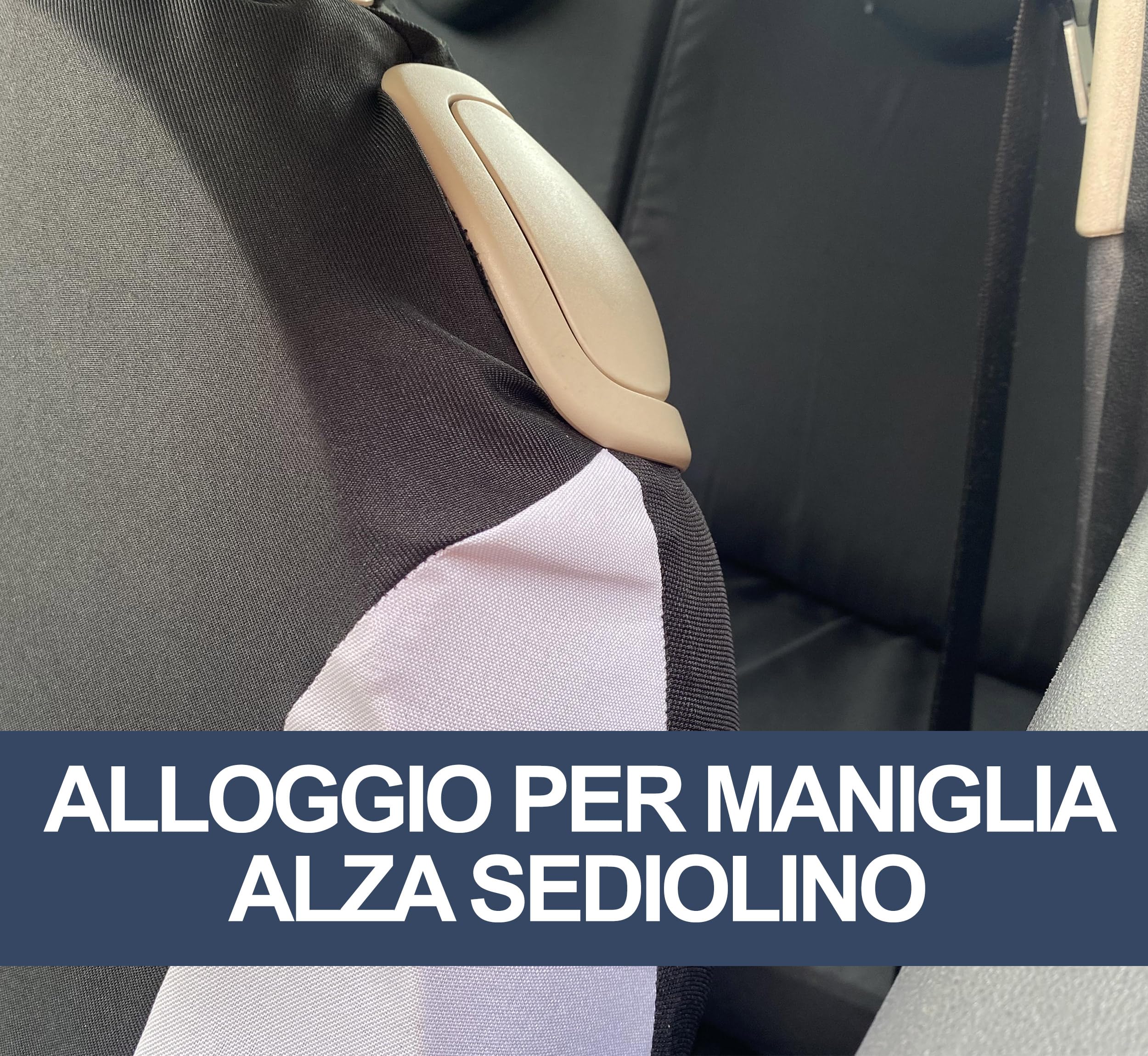 Auto Accessori Lupex Coprisedili Auto Compatibili con Cinquecento 500, Made in Italy, tessuto policotone, set anteriori e posteriori (Nero - Grigio Scuro con schienale posteriore 50e50)