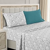 Vista 21 de LDC LUX Décor Colección - Juego de sábanas para cama de tamaño individual con estampado de cachemira – 4 piezas de sábanas de microfibra ultra