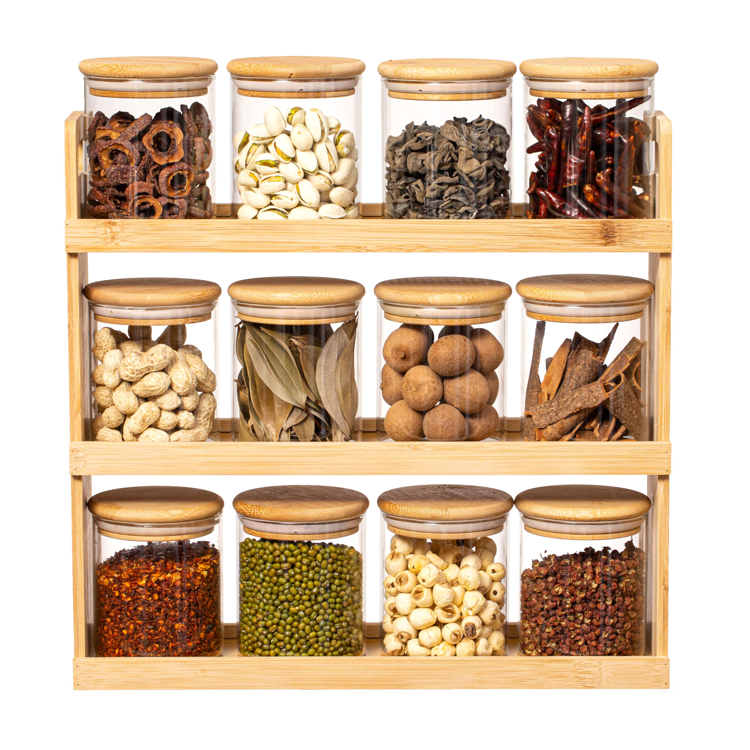 Portaspezie A 3 Livelli In Bambù Per Cucina – Organizer Da Banco 44,5 Cm, Ripiani Con Diametro 5,3 Cm - 4