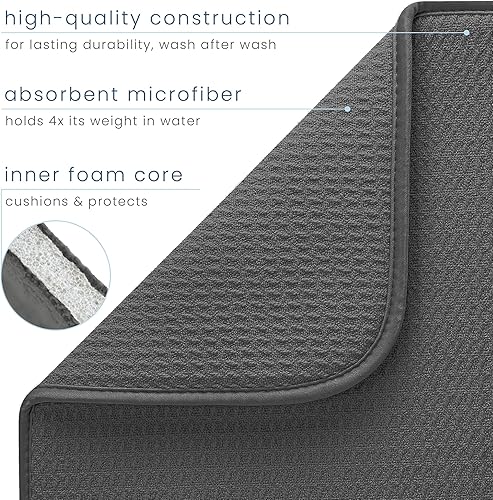 Miniatura 2 de S&T INC. Tapete de microfibra para secado de platos, reversible y absorbente para cocina, de 16 x 18 pulgadas, paquete de 2 unidades