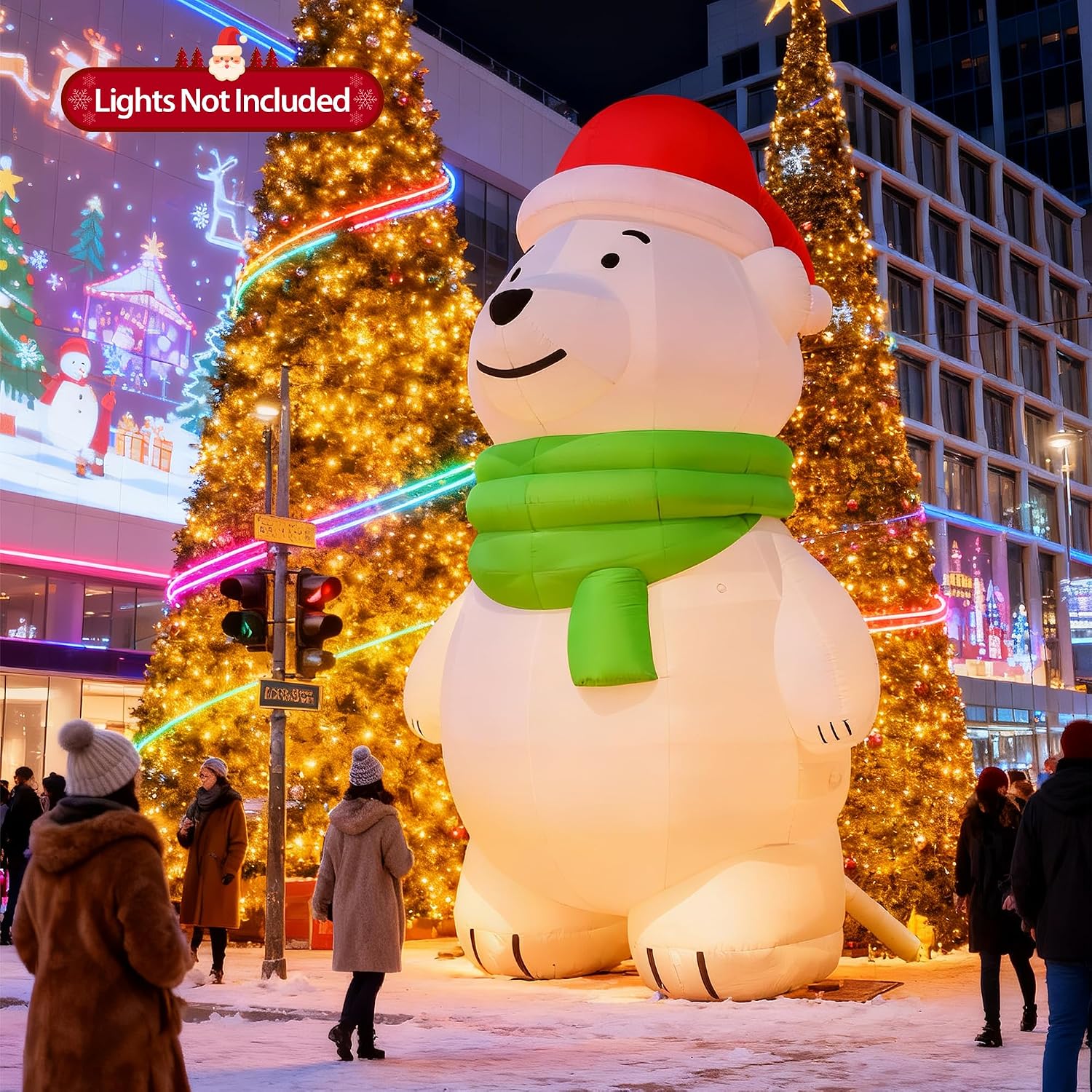 20Ft Giant Christmas Inflatable Polar Bear with Powerful Blower, Blow Up Holiday Decoration for Outdoor Yard Lawn Christmas Party (Without LED Lights)