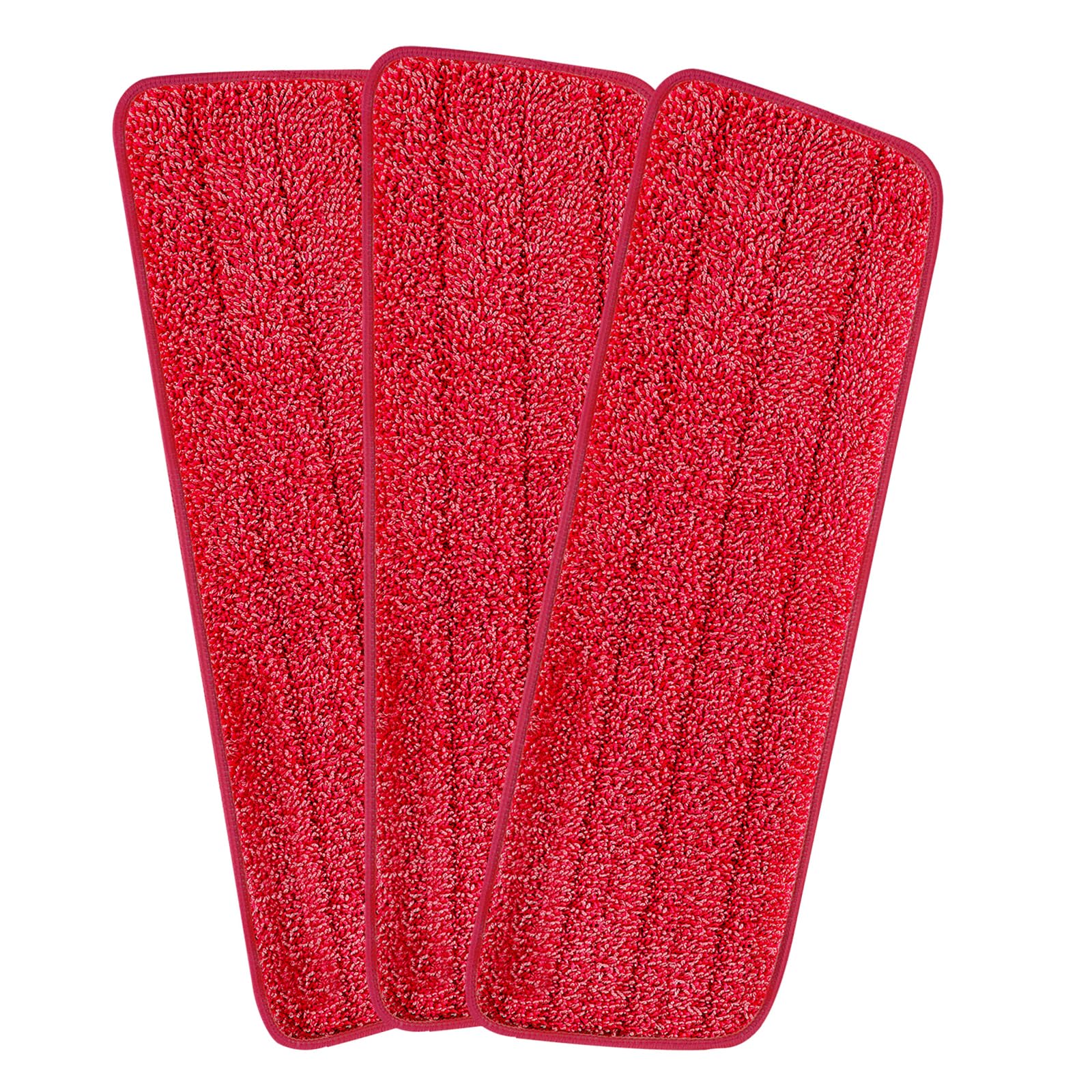 Set of 3 Microfiber Spray Mop Replacement Heads for Wet/Dry Mops Reusable Replacement Refills Fits for Bona Floor Care System (red)