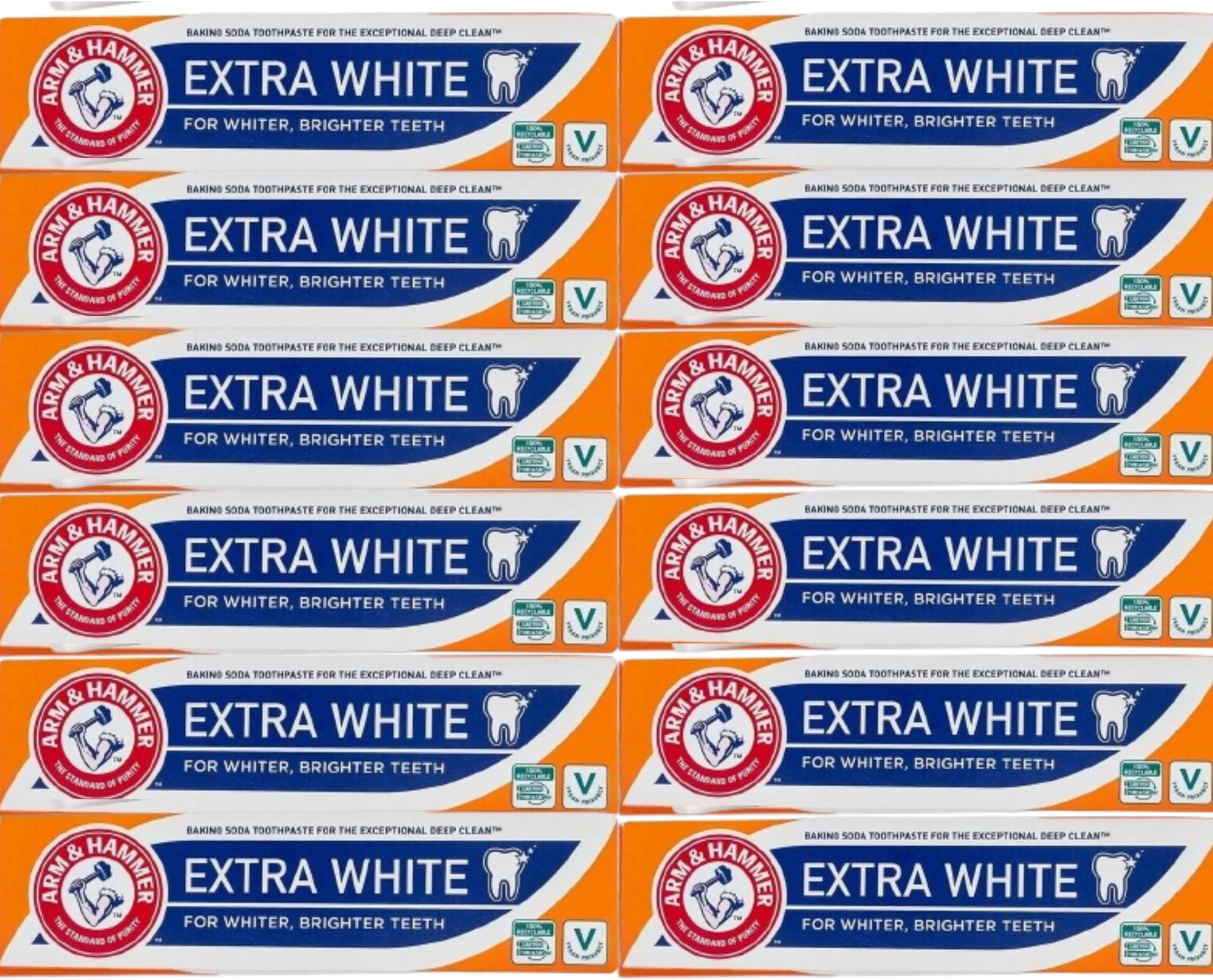 Extra White Toothpaste with Baking Soda, 125g, Pack of 12
