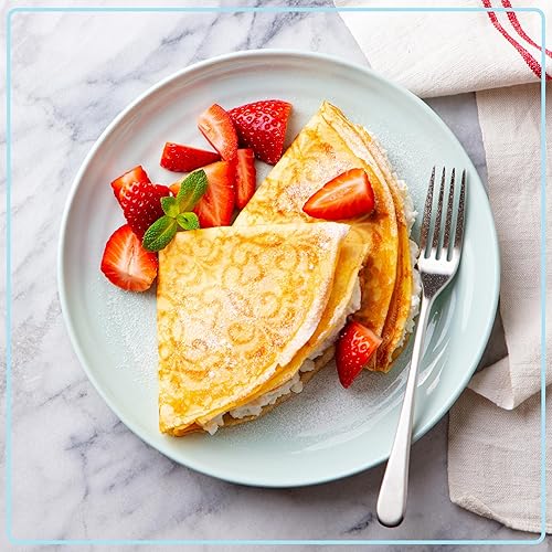 Miniatura 7 de Nostalgia Máquina giratoria de crepas de 12 pulgadas para arte de desayuno de panqueques con plancha de cocina antiadherente, espátula y esparcidor