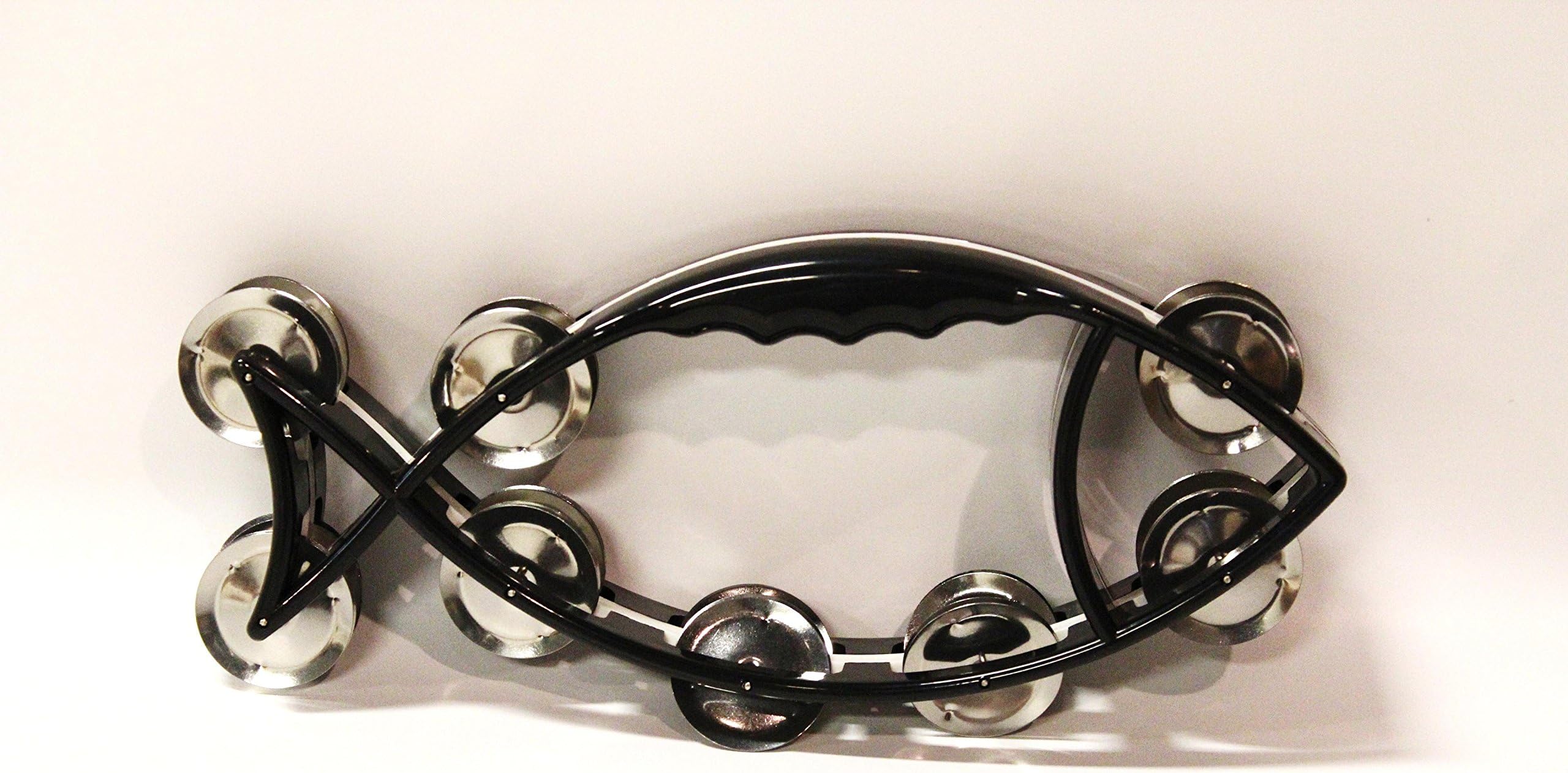 AP Pro Black Fish Shaped Headless Tambourine w/ Double Row of Metal Jingles