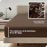 Vista 277 de Bare Home - Sábana bajera de microfibra 1800 muy suave y duradera, para colchones altos tamaño individual, color gris pardo