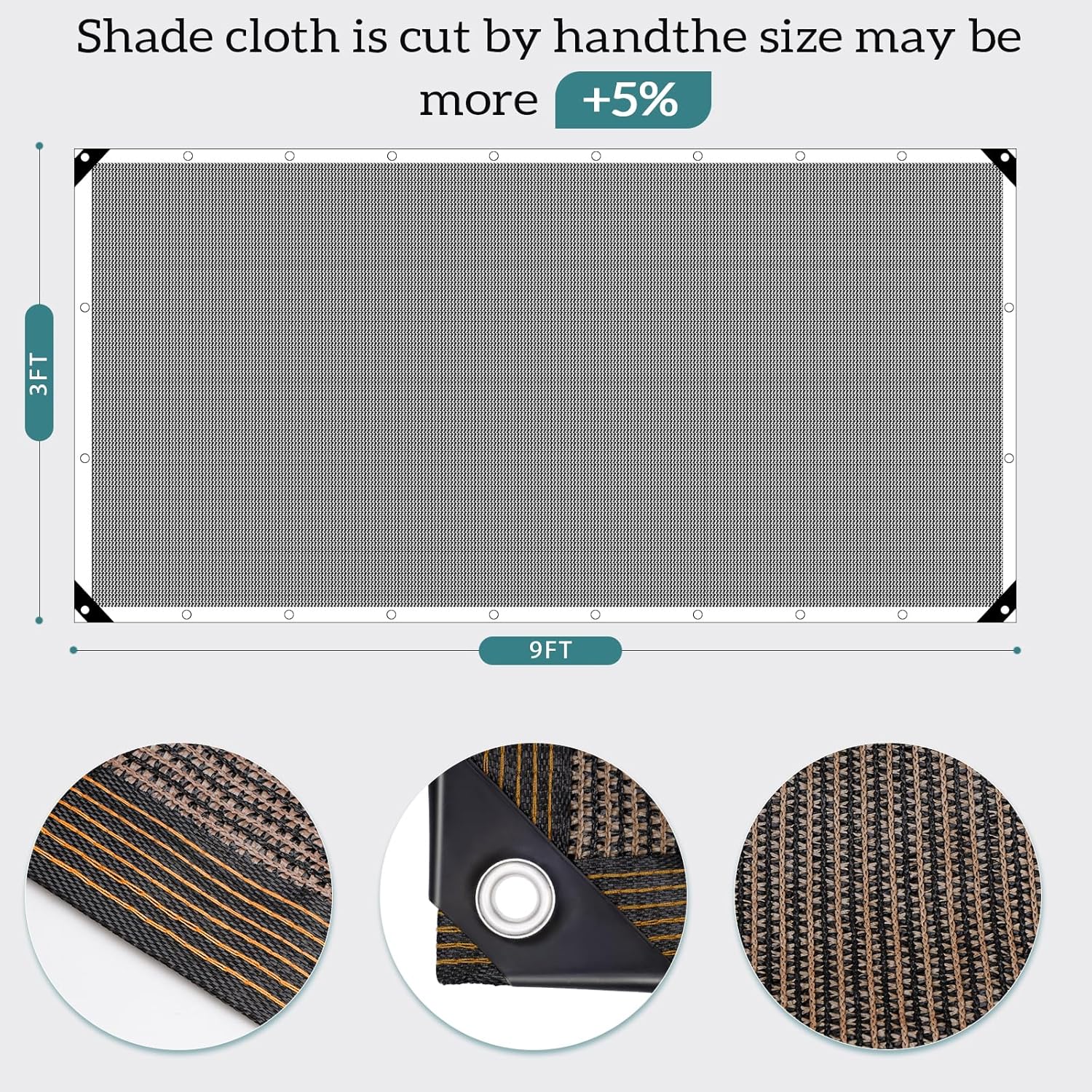 90% Coffee Shade Cloth, 10x30FT Resistant Garden Sun Shade Net, Durable Mesh Shade Tarp with Reinforced Grommets for Greenhouse, Plant, Chicken Coop, Pergola, Swimming, Canopy，Patio，Garden
