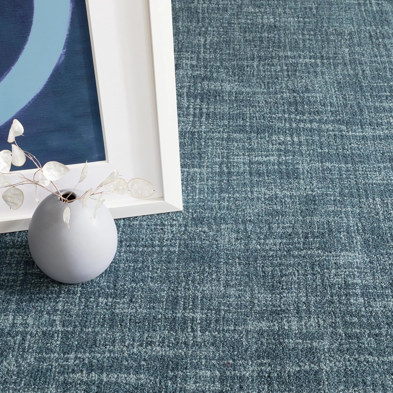 Dash and Albert Crosshatch Denim Hand Micro Hooked Wool Rug, 2 X 3 Feet, Blue Solid Pattern - Premium Luxury Hotel Quality Soft Breathable Hypoallergenic Machine Washable Easy Care All Season