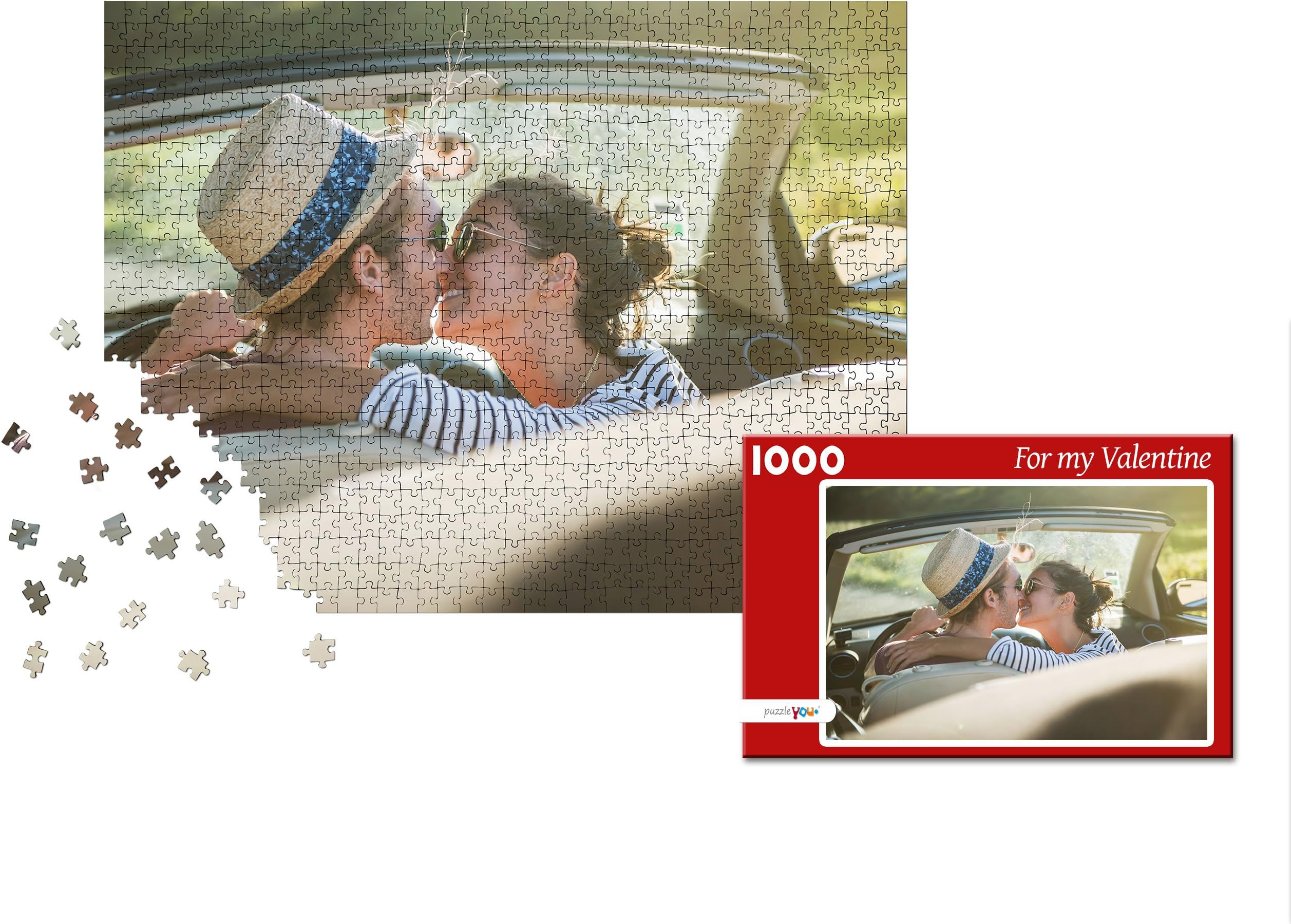 puzzleYOU Photo Puzzle with 1000 Pieces: Custom Puzzle with Your Image and an Individual give-Away Puzzle Box (red)
