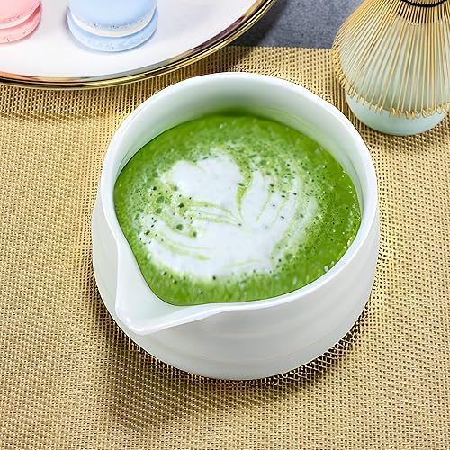 Miniatura 5 de Marce Juego de batidor de matcha el juego Matcha incluye batidor de matcha y tazón con boquilla, tamiz, soporte y cuchara, el batidor de bambú