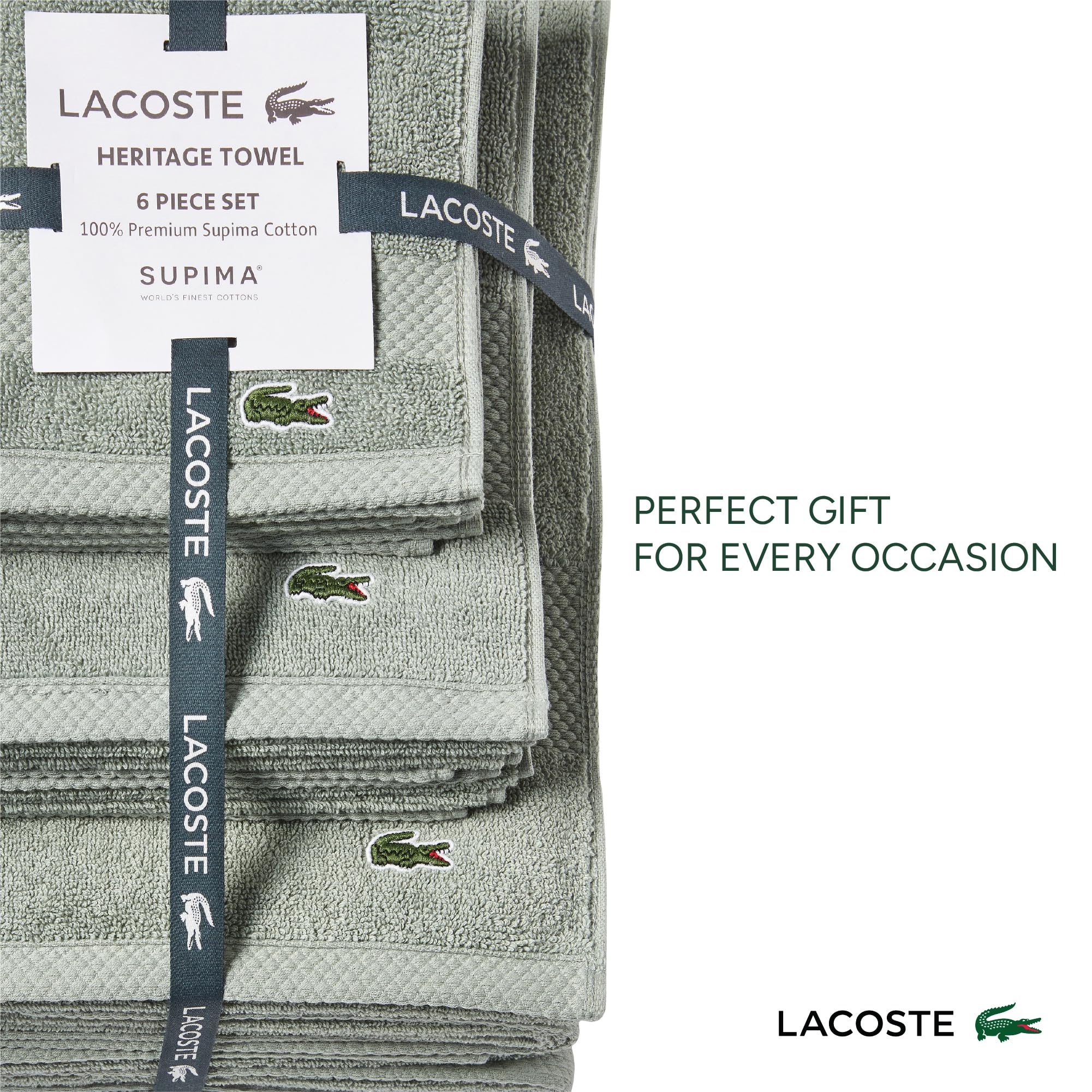 Amazon｜Lacoste Heritage Supima Cotton タオル6点セット バスタオル2