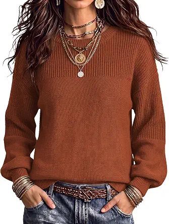 Zeagoo Women's Cotton Loose Fit Chunky Knit Sweater