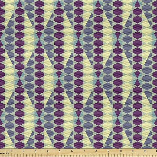 Ambesonne Retro tela por el patio, abstracto étnico en colores vibrantes geométrico hexágono formas diseño de Vintage, tela decorativa, para