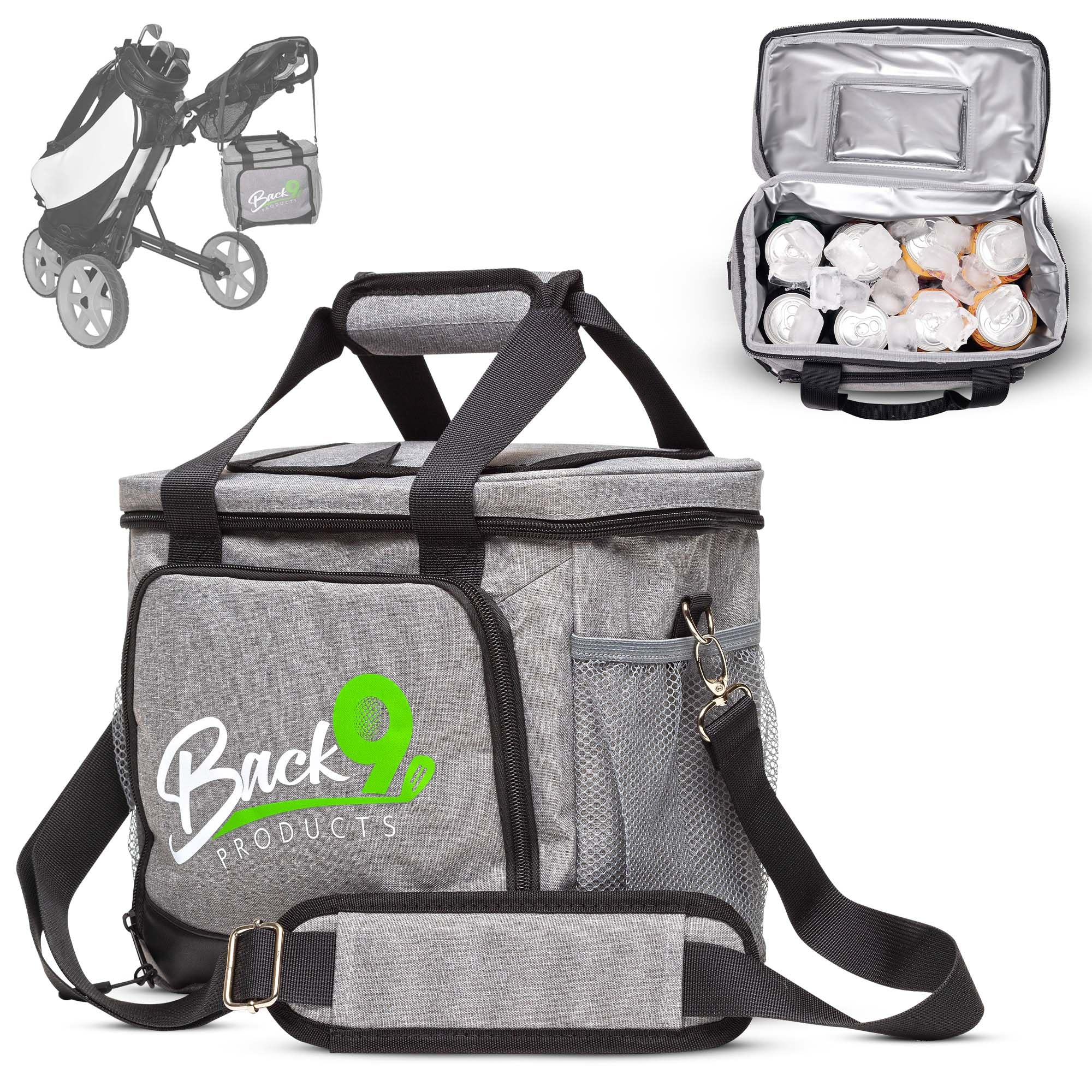 Back9Products Golf Cart Cooler Bag with Magnetic Lid - 12 Can Soft Sided Insulated Cooler, Leakproof & Waterproof
