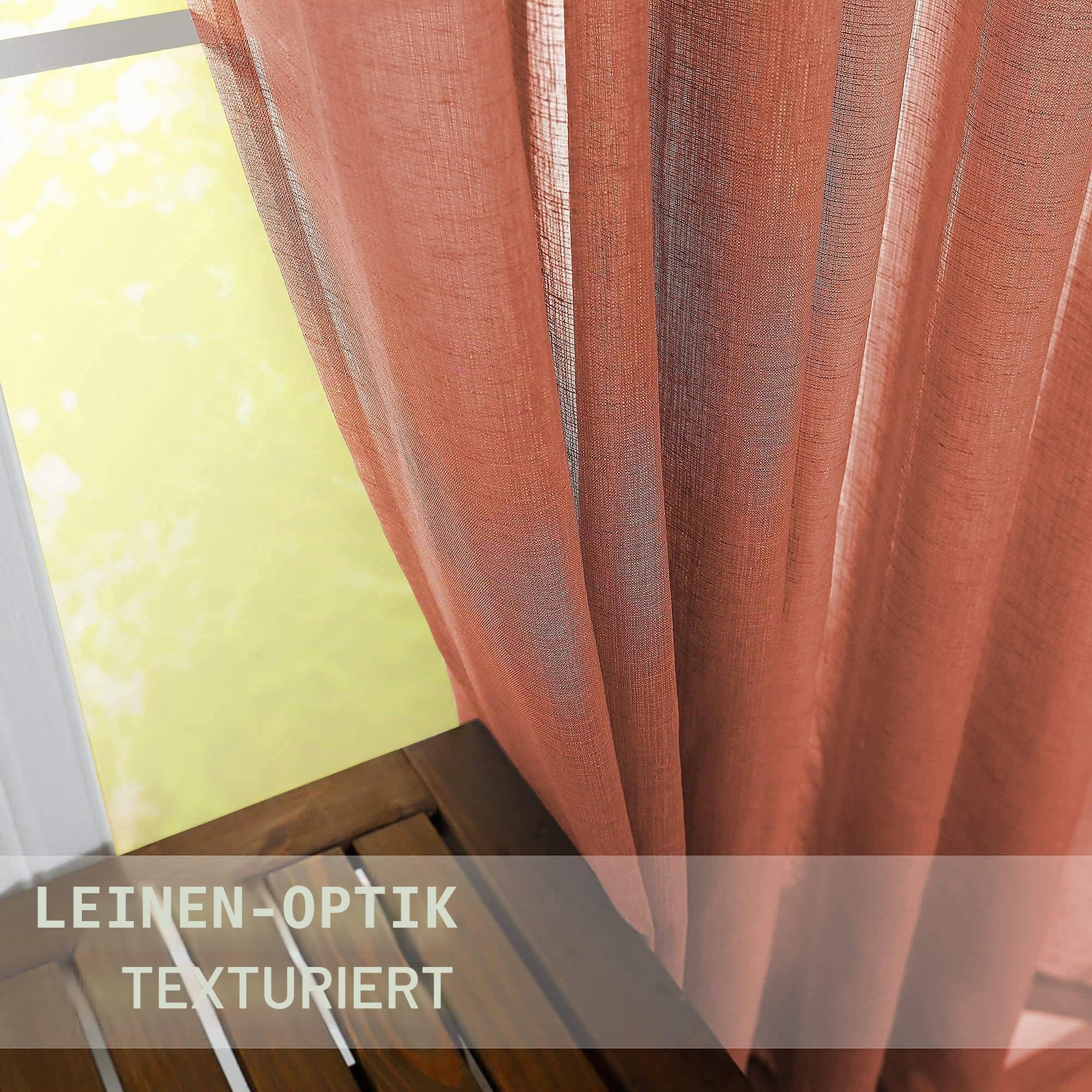 KOUFALL Vorhänge für Wohnzimmer, halbtransparent, Boho-Stil, Schlafzimmerdekoration, 132 x 248 cm lang, rostige Ziegel, Terrakotta