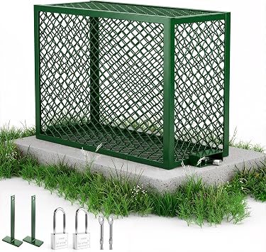 Steel Backflow Preventer Cover, 34.37" L 13.39" W 24.02" H Heavy Duty Alloy Steel Backflow Protector Security Cage, Lockable Backflow Valve Cover with Anchors & 2 Stainless Steel Locks