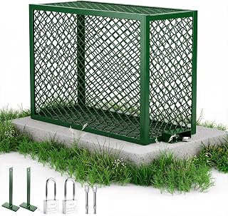Steel Backflow Preventer Security Cage, 34.37'' L x 13.39'' W x 24.02'' H Green Backflow Protector with Anchors & 2 Stainless Steel Locks for Outdoor Concrete Installation 7a5
