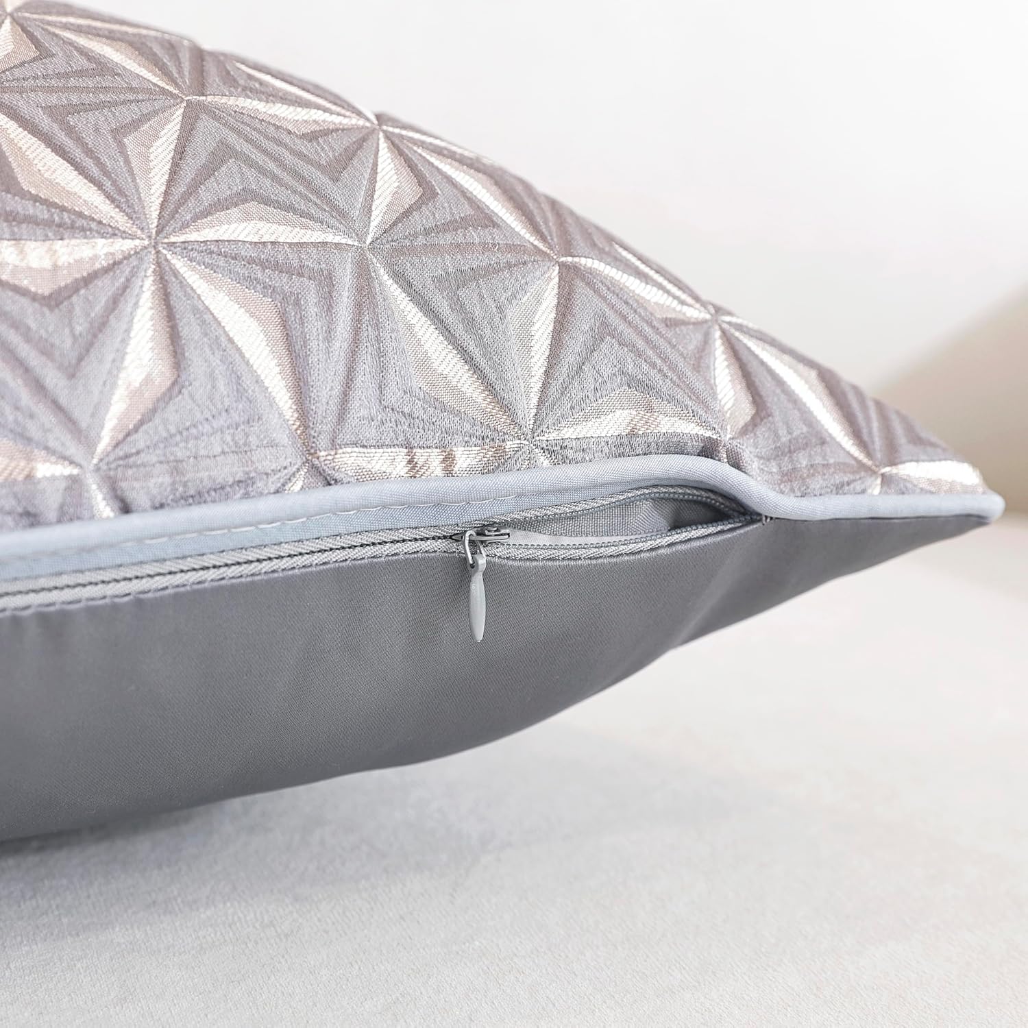 TAOSON Pack of 2, Luxury High Precision Jacquard Modern Grey/Gray and Gold Decorative Throw Pillow Covers Cushion Cases Square Pillowcase for Sofa Couch Bedroom Living Room Home,20x20 inch S038