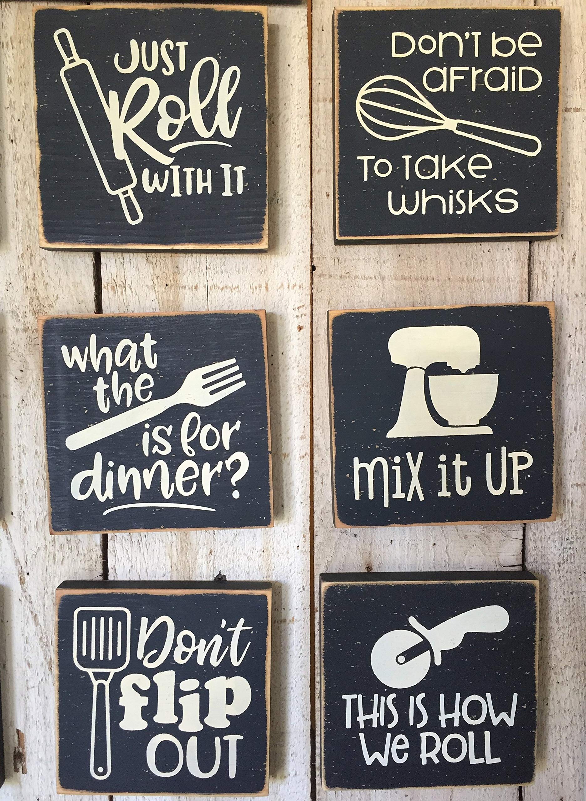 Amazon Com Delia32agnes Funny Kitchen Wall Art Cooking Pun Signs Mini Kitchen Wood Sign 5 X 5 Black And White Kitchen Decor Farmhouse Kitchen Kitchen Quotes Home Kitchen